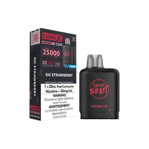 Best-Selling Level X Boost Flavour Beast G2 Pods - Sic Strawberry Iced, 25K Puffs  Almost Gone!