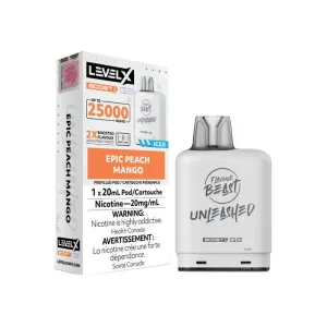 Best-Selling Level X Boost Flavour Beast Unleashed G2 Pods - Epic Peach Mango , 25K Puffs  Today Only!