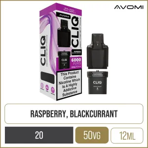 BestSelling Raspberry Blackcurrant Avomi CLIQ Pod & Refill 12ml  Stylish & Comfortable