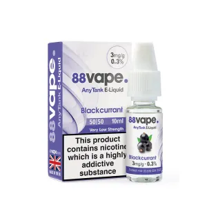 Clearance Price 88Vape Any Tank Blackcurrant 10ml E-Liquid  Going Fast!