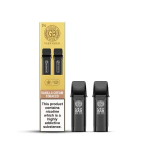 Clearance Price Gold Bar Reload Vanilla Cream Tobacco Prefilled Vape Pods 20mg - 2 x Pods  Almost Gone!