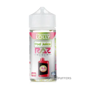 Editors Choice Pod Juice X Raz - Strawberry Lolly 100mL  Ends Soon!