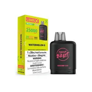 Premium Quality Level X Boost Flavour Beast G2 Pods - Watermelon G, 25K Puffs  Almost Gone!