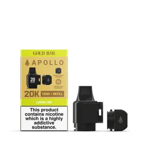 Selling Fast Gold Bar Apollo Lemon Lime Prefilled Pod & Refill Tank 20mg  Almost Sold Out!